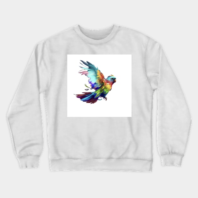 Colorful parrot flapping wings Crewneck Sweatshirt by baksuart